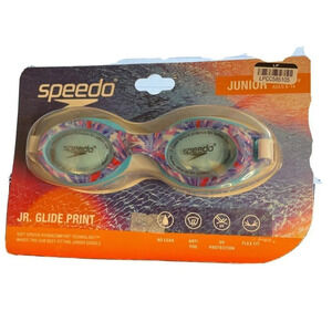 Speedo Swimming JR. Glide Print Color Burst Goggles Ages Junior 6-14 NEW